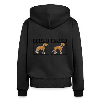 Magyar Vizsla Online Offline Drahthaar Vizsla - Frauen Premium Bio Zip Hoodie - Schwarz - Hinten - Julia (174cm)