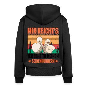 Seidenhuhn Seidenhühner Silkie Chicken - Frauen Premium Bio Zip Hoodie - Schwarz - Hinten - Julia (174cm)