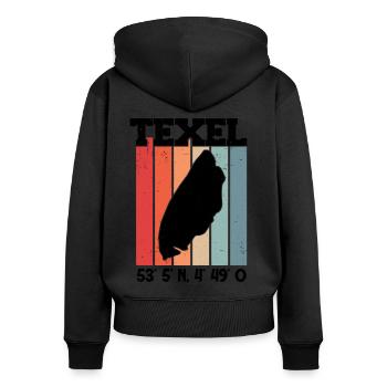 Texel Koordinaten Niederlande Urlaub - Frauen Premium Bio Zip Hoodie - Schwarz - Hinten - Julia (174cm)