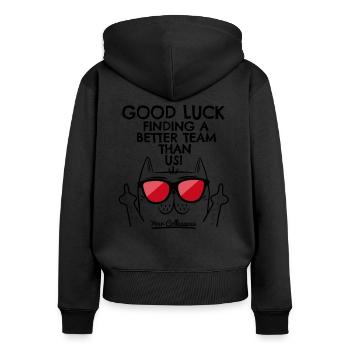 Jobwechsel Neuer Job Abschied Abschiedsgeschenk - Frauen Premium Bio Zip Hoodie - Schwarz - Hinten - Julia (174cm)