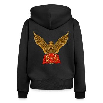 Aigle romain avec drapeau - SPQR - Sweat à capuche zippé Premium bio Femme - noir - Dos - Julia (174cm)
