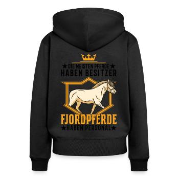Fjordpferd Personal Norweger Fjord Pferd - Frauen Premium Bio Zip Hoodie - Schwarz - Hinten - Julia (174cm)