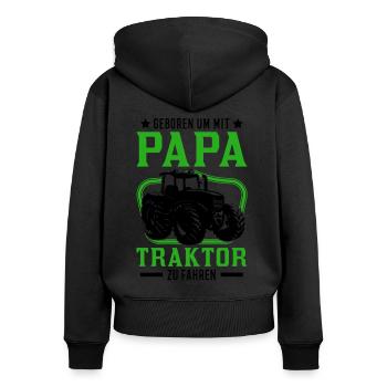 Traktor Papa Sohn Landwirt Traktorfahrer - Frauen Premium Bio Zip Hoodie - Schwarz - Hinten - Julia (174cm)
