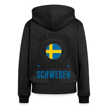 Mir reicht's Ich reise nach Schweden - Frauen Premium Bio Zip Hoodie - Schwarz - Hinten - Julia (174cm)