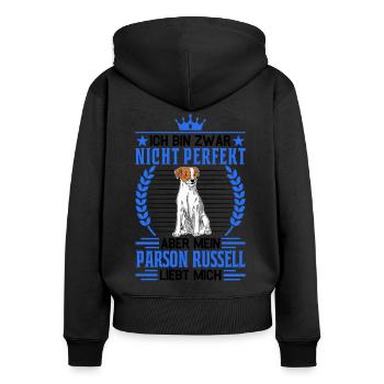 Parson Russell Terrier - Frauen Premium Bio Zip Hoodie - Schwarz - Hinten - Julia (174cm)