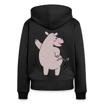 Tanzendes Nilpferd lustig Baby Kinder Geschenk - Frauen Premium Bio Zip Hoodie - Schwarz - Hinten - Julia (174cm)