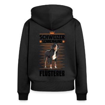Schweizer Sennenhund Flüsterer - Frauen Premium Bio Zip Hoodie - Schwarz - Hinten - Julia (174cm)