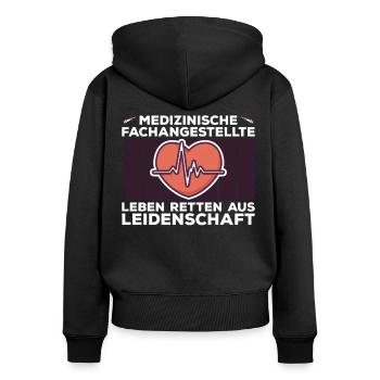 Medizinische Fachangestellte Krankenschwester MFA - Frauen Premium Bio Zip Hoodie - Schwarz - Hinten - Julia (174cm)