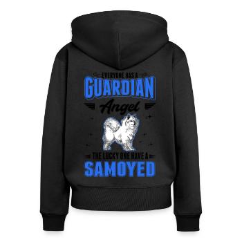 Samoyed Guardian Angel Sled Dog - Women's Premium Organic Zip Hoodie - black - Back - Julia (174cm)