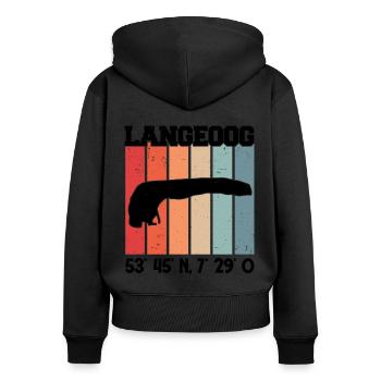 Langeoog Koordinaten Strandkorb Nordsee - Frauen Premium Bio Zip Hoodie - Schwarz - Hinten - Julia (174cm)