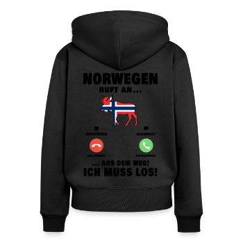 Norwegen ruft an Norwegische Flagge - Frauen Premium Bio Zip Hoodie - Schwarz - Hinten - Julia (174cm)
