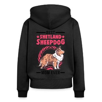 Meilleure maman de chien de berger Shetland jamais - Sweat à capuche zippé Premium bio Femme - noir - Dos - Julia (174cm)