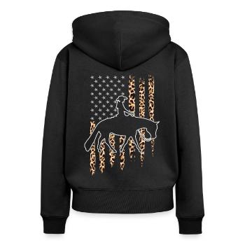 Pleasure Pferd & Westernreiterin Westernreiten - Frauen Premium Bio Zip Hoodie - Schwarz - Hinten - Julia (174cm)