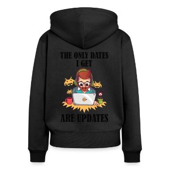 The only dates I get are updates - Women's Premium Organic Zip Hoodie - black - Back - Julia (174cm)