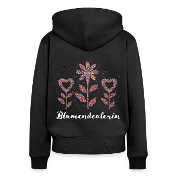 Blumendealerin Floristin Floristik Blumen Geschenk - Frauen Premium Bio Zip Hoodie - Schwarz - Hinten - Julia (174cm)