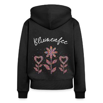 Blumenfee Floristin Floristik Blumen Geschenk - Frauen Premium Bio Zip Hoodie - Schwarz - Hinten - Julia (174cm)