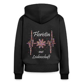 Floristin aus Leidenschaft Floristin Blumenladen - Frauen Premium Bio Zip Hoodie - Schwarz - Hinten - Julia (174cm)