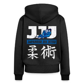 Jujutsu japonais JJJ Arts Martiaux & Jiu Jitsu - Sweat à capuche zippé Premium bio Femme - noir - Dos - Julia (174cm)