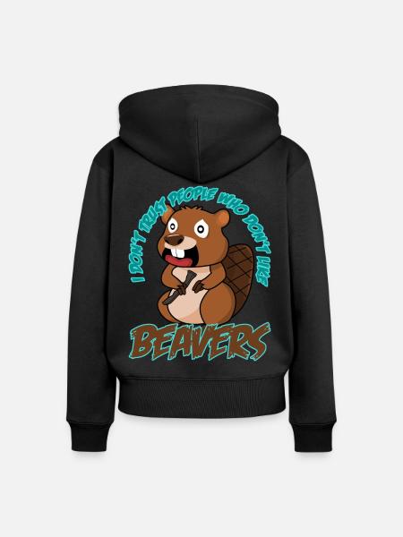 Biber Witz Beavers - Frauen Premium Bio Zip Hoodie - Schwarz