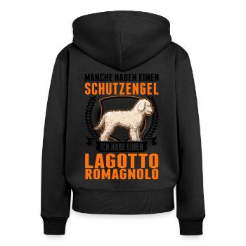 Lagotto Romagnolo Schutzengel Trüffelhund - Frauen Premium Bio Zip Hoodie - Schwarz - Hinten - Julia (174cm)
