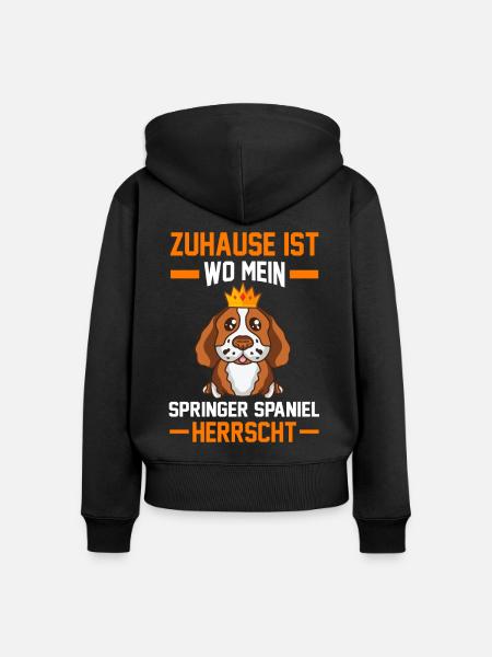 Springer Spaniel - Frauen Premium Bio Zip Hoodie - Schwarz