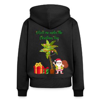 Weihnachten, Weihnachtsmann unter Palmen,Geschenk - Frauen Premium Bio Zip Hoodie - Schwarz - Hinten - Julia (174cm)