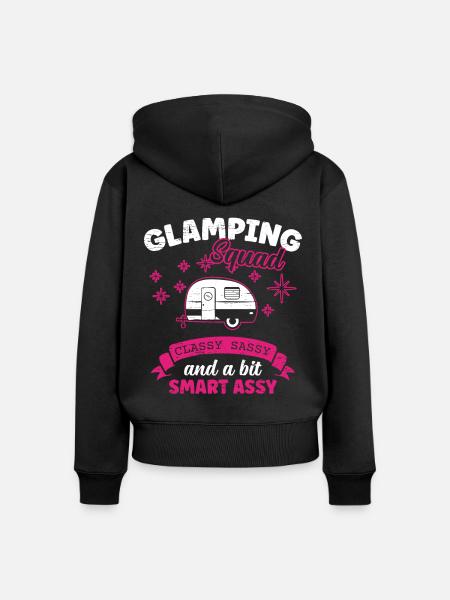 Glamping Glamping Squad - Frauen Premium Bio Zip Hoodie - Schwarz