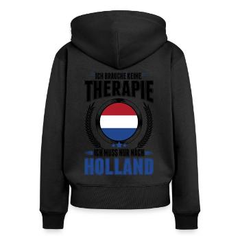 Holland Reise Therapie Niederlande Urlaub - Frauen Premium Bio Zip Hoodie - Schwarz - Hinten - Julia (174cm)