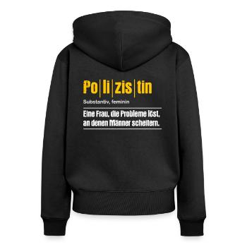 Polizistin Polizeibeamtin Polizei Polizeidienst - Frauen Premium Bio Zip Hoodie - Schwarz - Hinten - Julia (174cm)