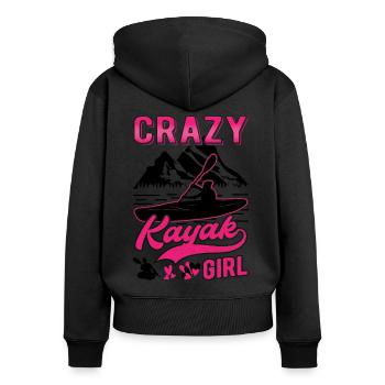 Crazy Kayak Girl Kajakfahrer Paddelsport Kajak - Frauen Premium Bio Zip Hoodie - Schwarz - Hinten - Julia (174cm)