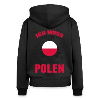 Polen Urlaub Poland Reise Geschenk - Frauen Premium Bio Zip Hoodie - Schwarz - Hinten - Julia (174cm)