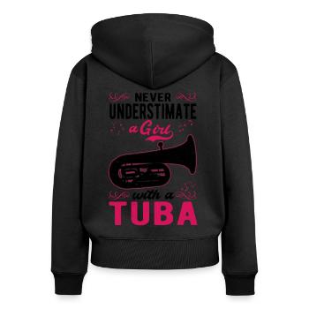 Tuba Mädchen Tubist Orchester Tubaspieler - Frauen Premium Bio Zip Hoodie - Schwarz - Hinten - Julia (174cm)