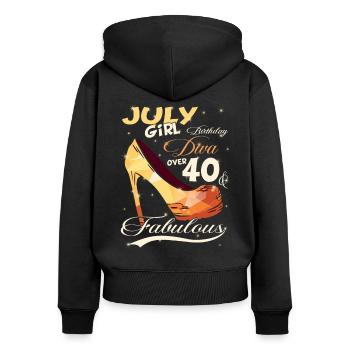 40.Geburtstag Frauen im Juli geboren Geschenk - Frauen Premium Bio Zip Hoodie - Schwarz - Hinten - Julia (174cm)