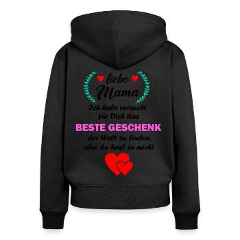 Mama lustig witzig Mutter Geburtstag Geschenk - Frauen Premium Bio Zip Hoodie - Schwarz - Hinten - Julia (174cm)