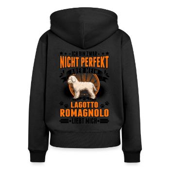 Lagotto Romagnolo Lagotti Trüffelhund - Frauen Premium Bio Zip Hoodie - Schwarz - Hinten - Julia (174cm)