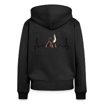 Großer Schweizer Sennenhund Herzschlag - Frauen Premium Bio Zip Hoodie - Schwarz - Hinten - Julia (174cm)