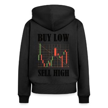 Finance - Cryptocurrency - Buy Low, Sell High - Women's Premium Organic Zip Hoodie - black - Back - Julia (174cm)