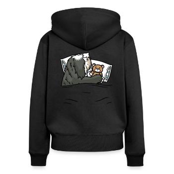 Bearded Collie Dog Chemise de sommeil officielle - Sweat à capuche zippé Premium bio Femme - noir - Dos - Julia (174cm)