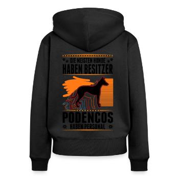 Podenco Personal Spanischer Windhund Ibizan Hound - Frauen Premium Bio Zip Hoodie - Schwarz - Hinten - Julia (174cm)