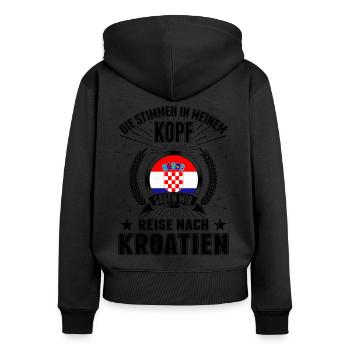 Kroatien Urlaub Stimmen Zagreb Reise Geschenk - Frauen Premium Bio Zip Hoodie - Schwarz - Hinten - Julia (174cm)