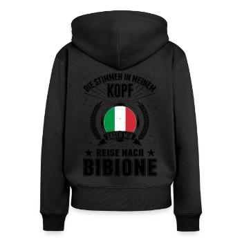 Bibione Stimmen Italien Urlaub Reise Geschenk - Frauen Premium Bio Zip Hoodie - Schwarz - Hinten - Julia (174cm)