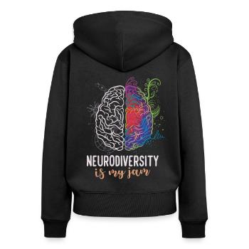 Neurodiversität ist mein Ding Autismus-Bewusstsein - Frauen Premium Bio Zip Hoodie - Schwarz - Hinten - Julia (174cm)