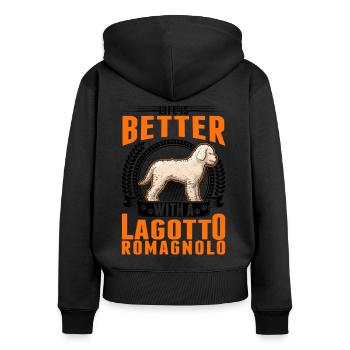 Life is better with a Lagotto Romagnolo - Women's Premium Organic Zip Hoodie - black - Back - Julia (174cm)
