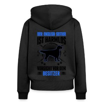 English Setter Besitzer Englischer Setter - Frauen Premium Bio Zip Hoodie - Schwarz - Hinten - Julia (174cm)