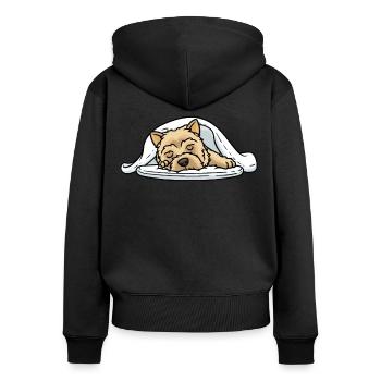 Cairn Terrier Pyjama Sommeil Chemise Chien - Sweat à capuche zippé Premium bio Femme - noir - Dos - Julia (174cm)