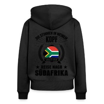 Südafrika Urlaub Stimmen Afrika Reise - Frauen Premium Bio Zip Hoodie - Schwarz - Hinten - Julia (174cm)