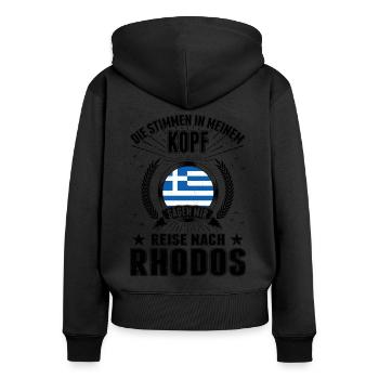 Griechenland Urlaub Stimmen Rhodos Kreta Reise - Frauen Premium Bio Zip Hoodie - Schwarz - Hinten - Julia (174cm)