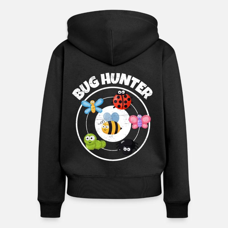 Bug Collecting Bug Hunter - Frauen Premium Bio Zip Hoodie - Schwarz