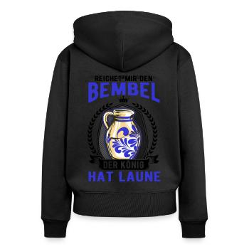 Bembel König Äppelwoi Äppler Apfelwein - Frauen Premium Bio Zip Hoodie - Schwarz - Hinten - Julia (174cm)