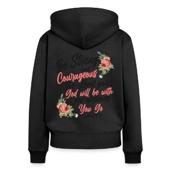 Christian Bible Verse Quote Rose - Frauen Premium Bio Zip Hoodie - Schwarz - Hinten - Julia (174cm)
